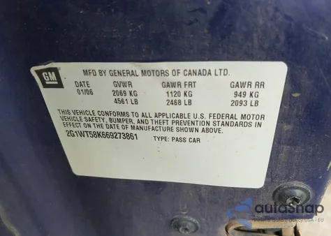 2006 Chevrolet Impala Lt z USA, uszkodzony, nr VIN 2G1WT58K669273861